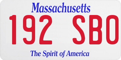 MA license plate 192SB0