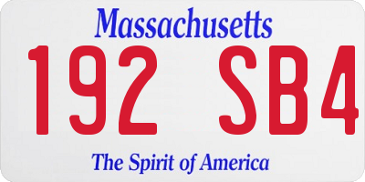 MA license plate 192SB4