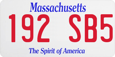 MA license plate 192SB5