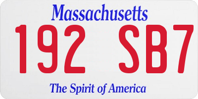 MA license plate 192SB7
