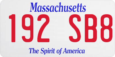 MA license plate 192SB8
