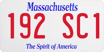 MA license plate 192SC1