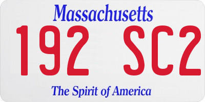 MA license plate 192SC2