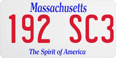 MA license plate 192SC3