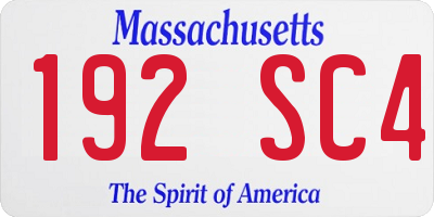 MA license plate 192SC4