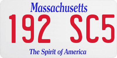 MA license plate 192SC5
