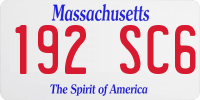 MA license plate 192SC6