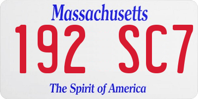 MA license plate 192SC7