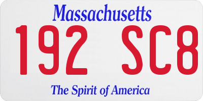 MA license plate 192SC8