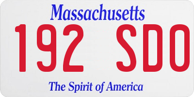 MA license plate 192SD0