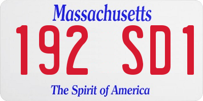 MA license plate 192SD1