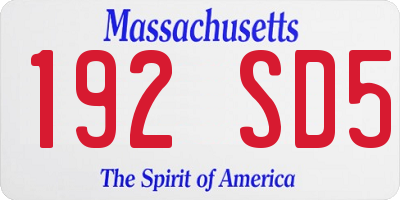 MA license plate 192SD5