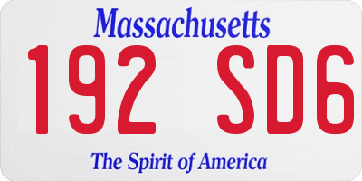 MA license plate 192SD6