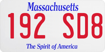 MA license plate 192SD8