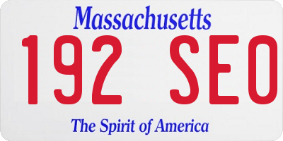 MA license plate 192SE0