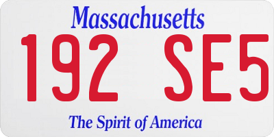 MA license plate 192SE5