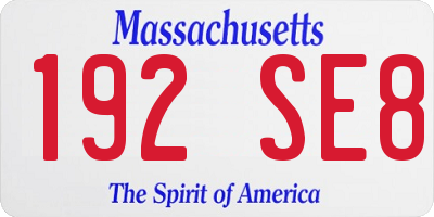 MA license plate 192SE8