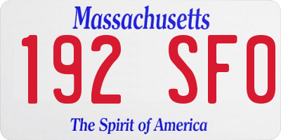 MA license plate 192SF0