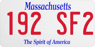 MA license plate 192SF2