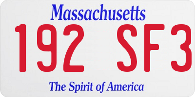 MA license plate 192SF3
