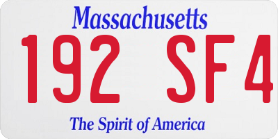 MA license plate 192SF4