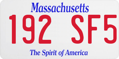 MA license plate 192SF5