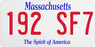 MA license plate 192SF7