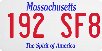 MA license plate 192SF8