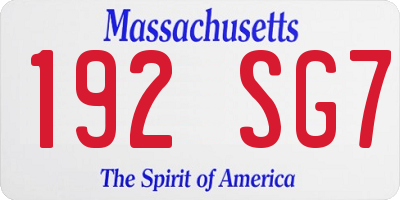 MA license plate 192SG7