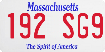 MA license plate 192SG9