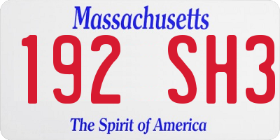 MA license plate 192SH3