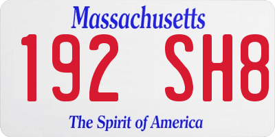 MA license plate 192SH8