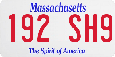 MA license plate 192SH9