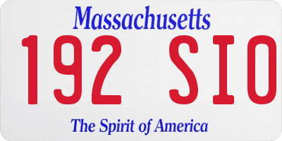 MA license plate 192SI0