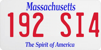 MA license plate 192SI4