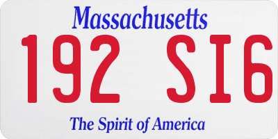 MA license plate 192SI6