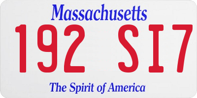 MA license plate 192SI7