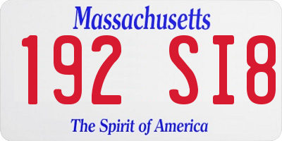 MA license plate 192SI8
