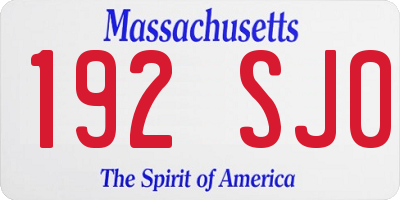 MA license plate 192SJ0