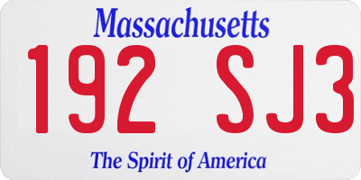 MA license plate 192SJ3
