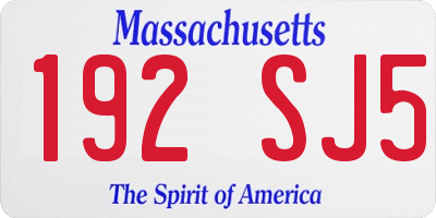 MA license plate 192SJ5