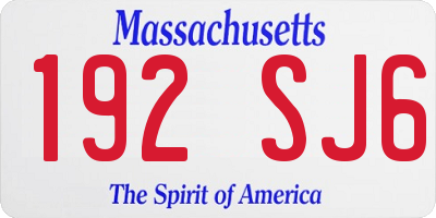 MA license plate 192SJ6