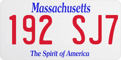MA license plate 192SJ7