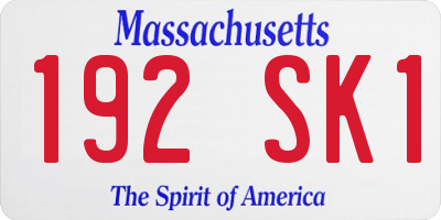 MA license plate 192SK1