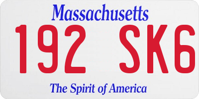 MA license plate 192SK6