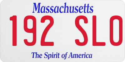 MA license plate 192SL0