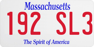 MA license plate 192SL3