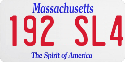 MA license plate 192SL4