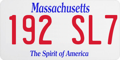 MA license plate 192SL7