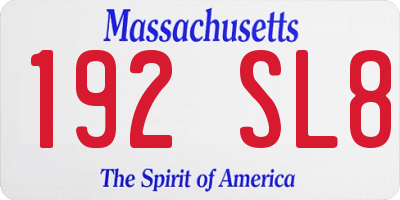 MA license plate 192SL8